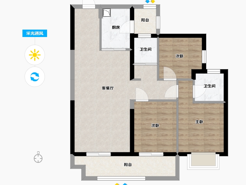 广西壮族自治区-南宁市-碧桂园时代城-75.48-户型库-采光通风