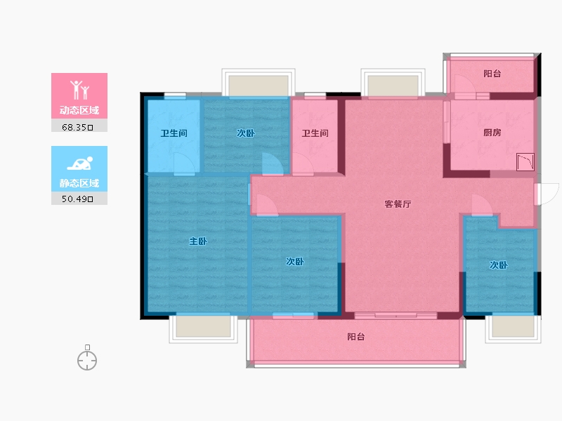 广东省-东莞市-嘉华嘉誉湾-106.40-户型库-动静分区