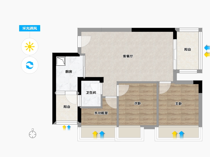 广西壮族自治区-南宁市-大嘉汇尚悦二期-55.48-户型库-采光通风