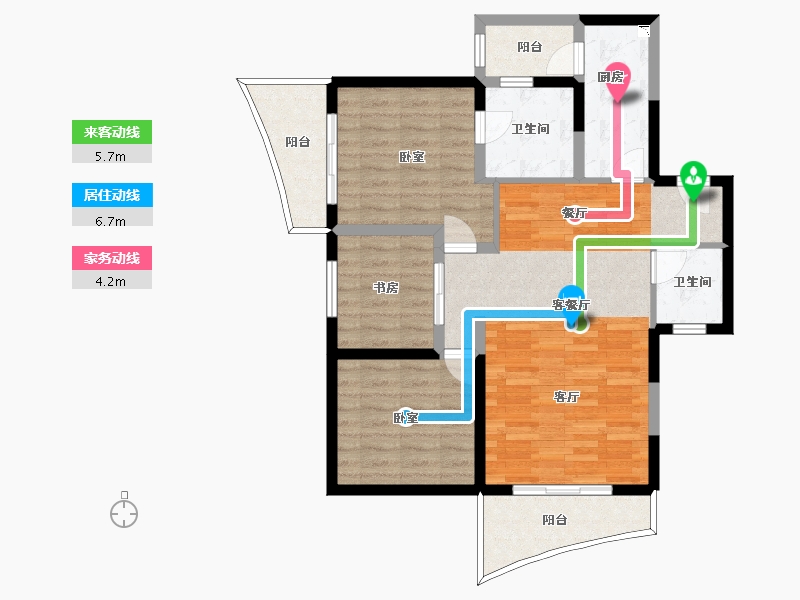 海南省-三亚市-美好龙沐湾-90.67-户型库-动静线