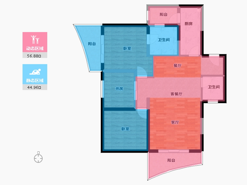 海南省-三亚市-美好龙沐湾-90.67-户型库-动静分区