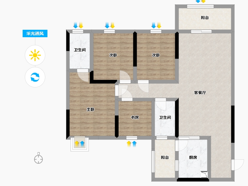 广西壮族自治区-桂林市-彰泰中央城-99.64-户型库-采光通风