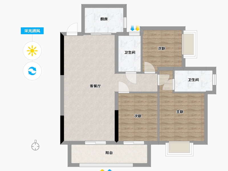 广西壮族自治区-南宁市-意洲嘉园盛景-84.21-户型库-采光通风