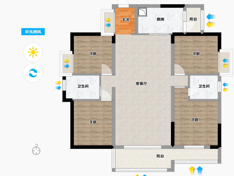 广东省-东莞市-THE EMERALD星岸-105.79-户型库-采光通风