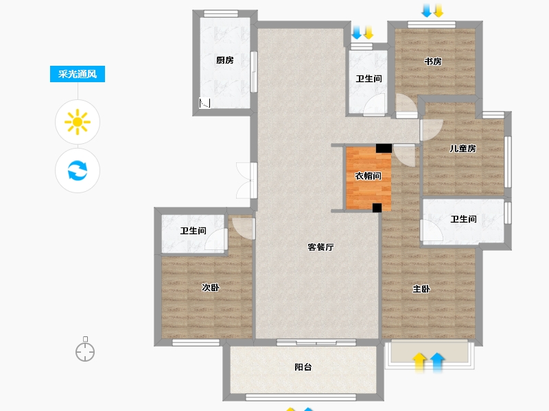 广西壮族自治区-贵港市-华泰荣御-121.67-户型库-采光通风