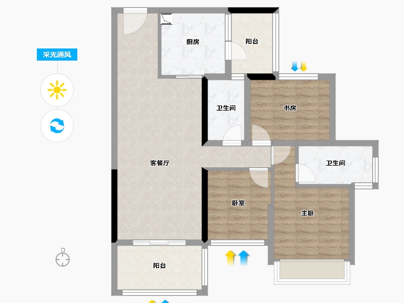 广西壮族自治区-贵港市-华泰荣御-87.82-户型库-采光通风