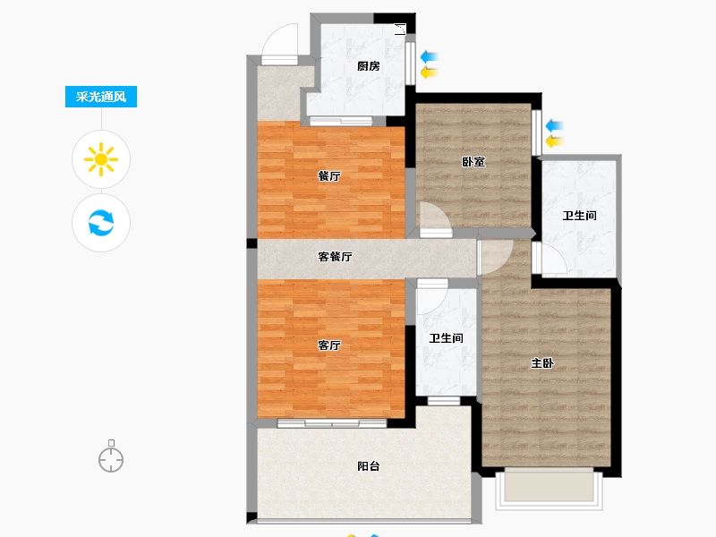 海南省-三亚市-公园88号-86.70-户型库-采光通风