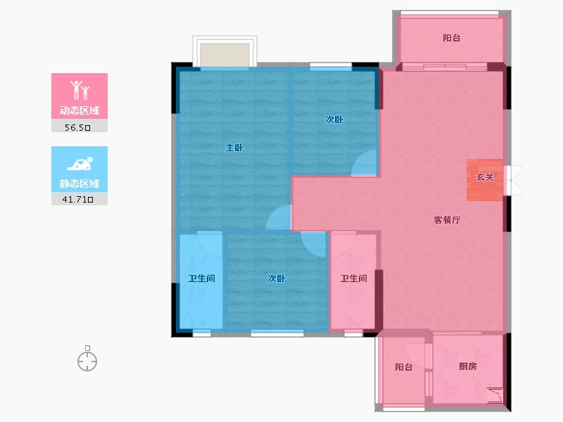 广东省-中山市-华立凯旋新城-89.05-户型库-动静分区