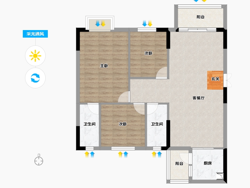 广东省-中山市-华立凯旋新城-89.05-户型库-采光通风