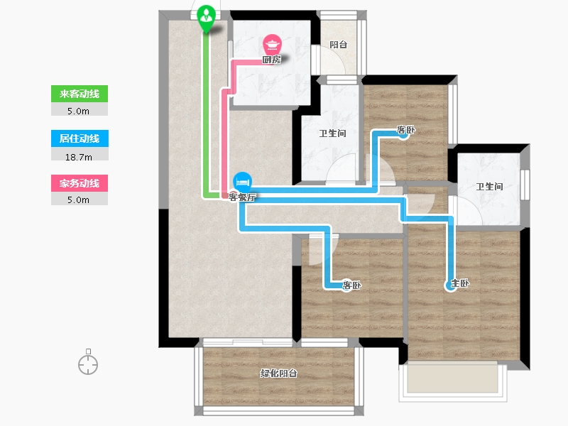 广西壮族自治区-南宁市-龙光玖珑华府-71.58-户型库-动静线