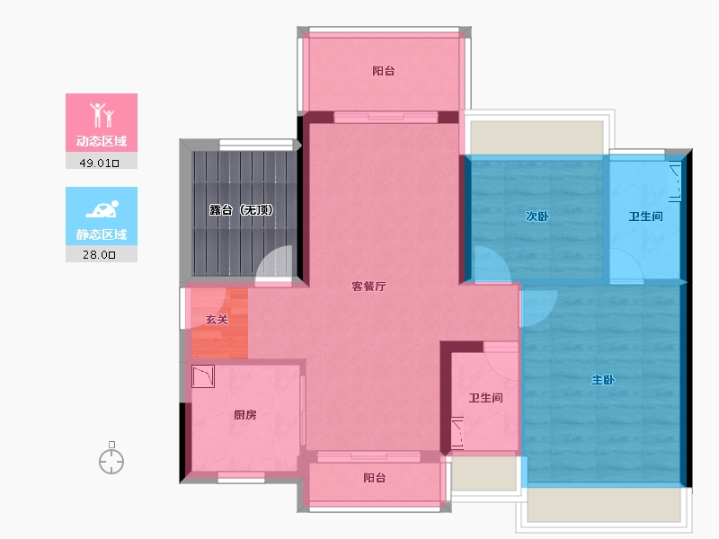 广东省-中山市-龙光玖誉湾-74.60-户型库-动静分区