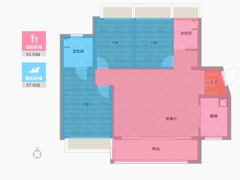 广东省-中山市-佳兆业·香山熙园-81.60-户型库-动静分区