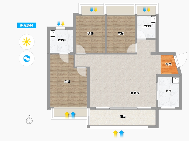 广东省-中山市-佳兆业·香山熙园-81.60-户型库-采光通风