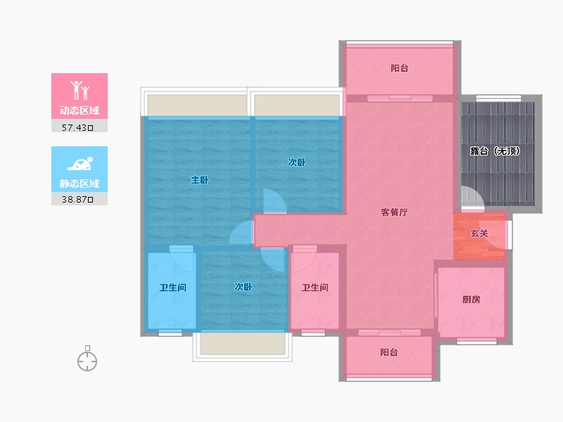 广东省-中山市-龙光玖誉湾-95.16-户型库-动静分区