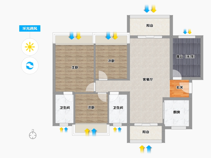 广东省-中山市-龙光玖誉湾-95.16-户型库-采光通风