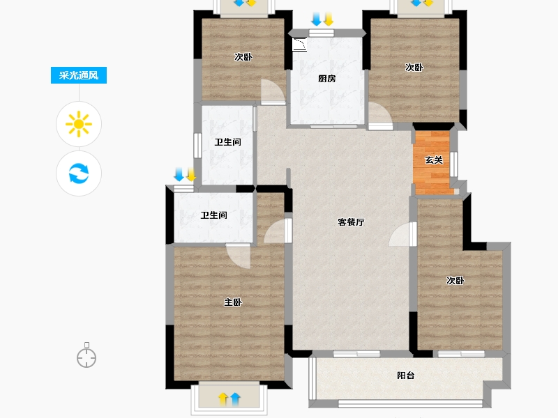 广东省-东莞市-金地名京-101.67-户型库-采光通风