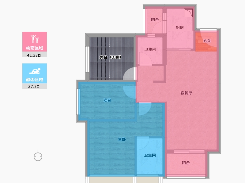 广东省-中山市-越秀天樾湾-68.62-户型库-动静分区