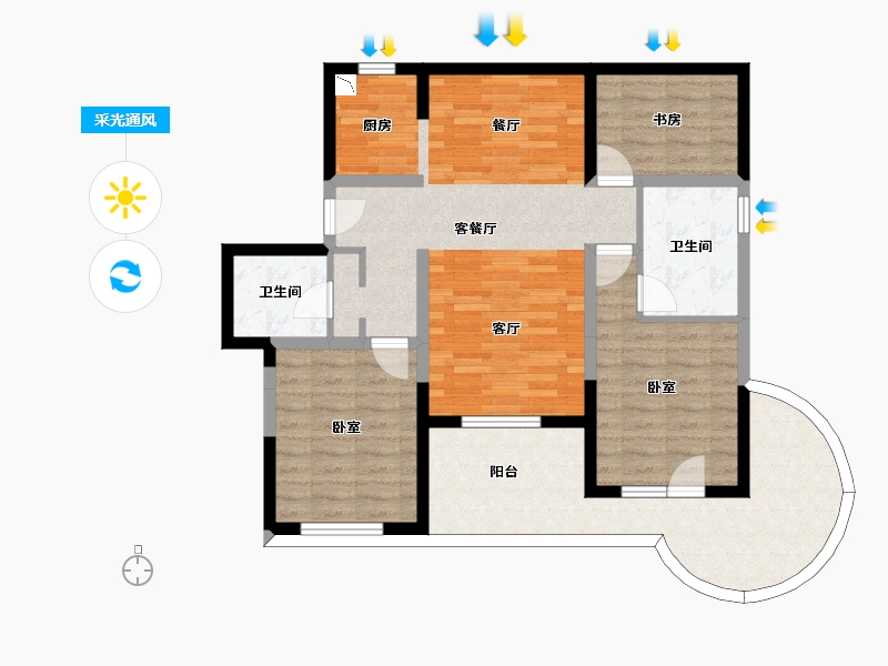 海南省-三亚市-美好龙沐湾-95.51-户型库-采光通风