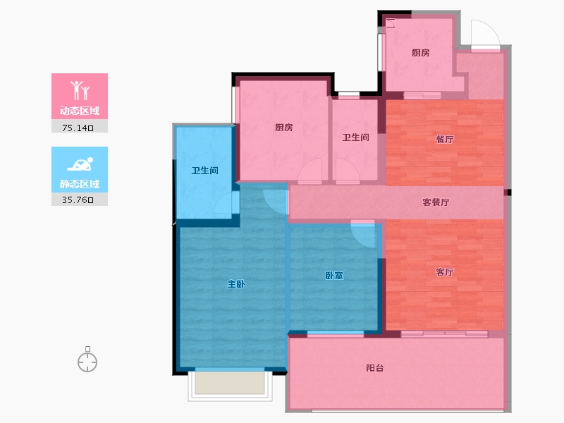 海南省-三亚市-公园88号-100.43-户型库-动静分区