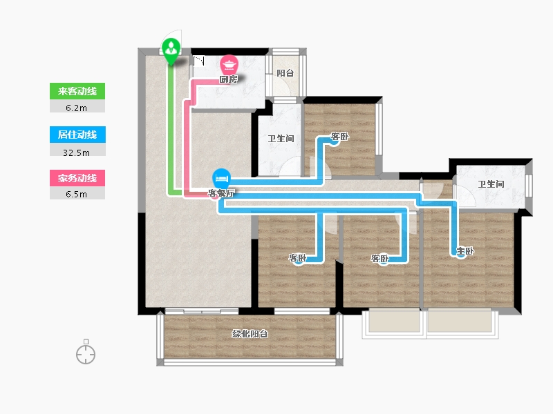 广西壮族自治区-南宁市-龙光玖珑华府-97.87-户型库-动静线