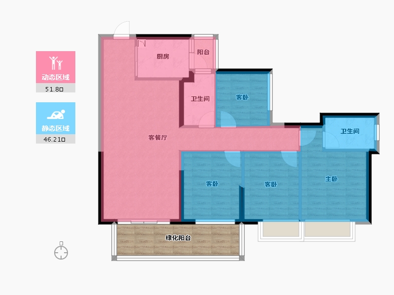 广西壮族自治区-南宁市-龙光玖珑华府-97.87-户型库-动静分区