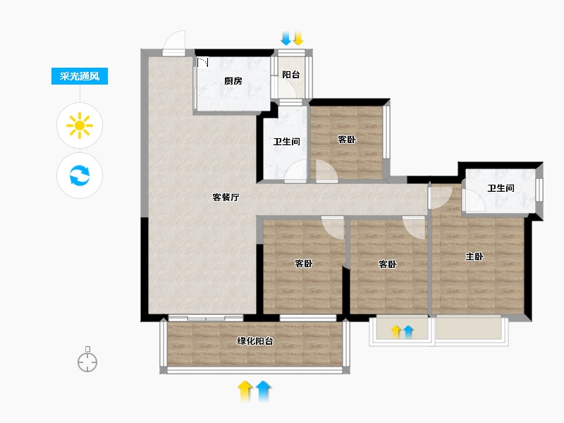 广西壮族自治区-南宁市-龙光玖珑华府-97.87-户型库-采光通风