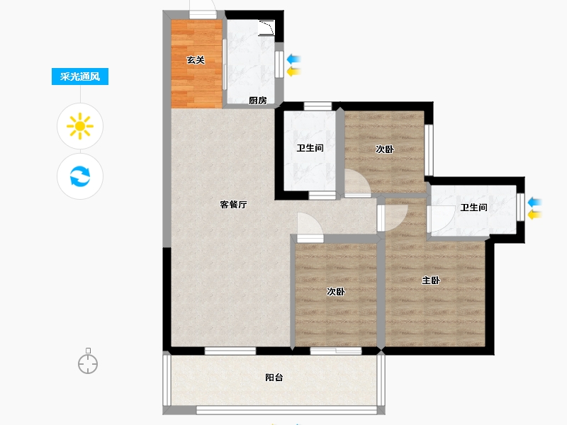 广东省-东莞市-金融街金悦府-76.02-户型库-采光通风