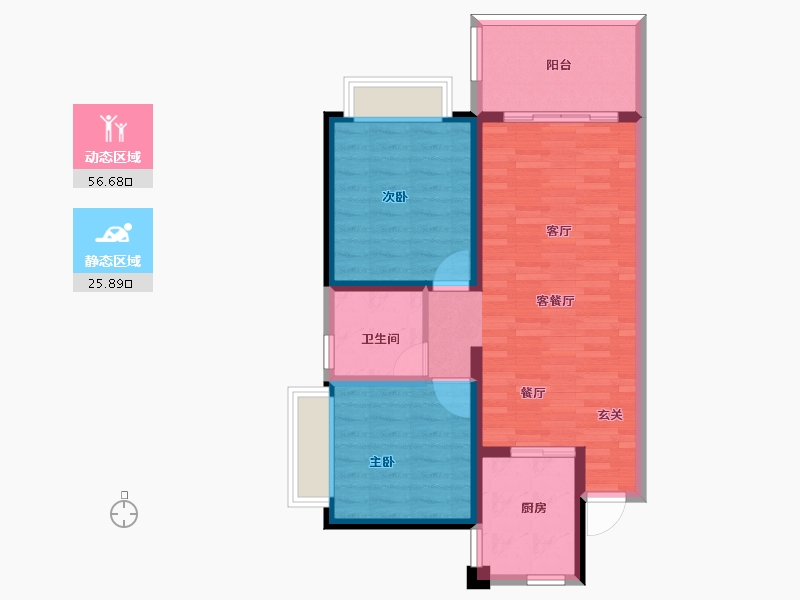 海南省-三亚市-三亚新华联奥林匹克花园-74.01-户型库-动静分区