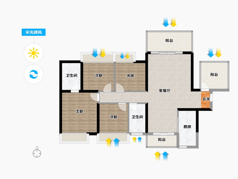 广西壮族自治区-南宁市-海蓝金钟府-112.87-户型库-采光通风