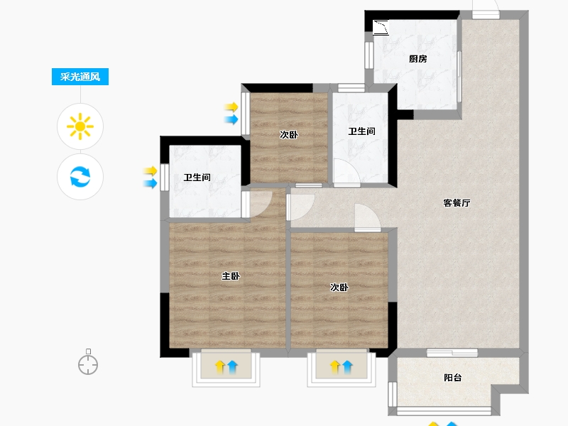 广东省-东莞市-融创云玥台-76.00-户型库-采光通风