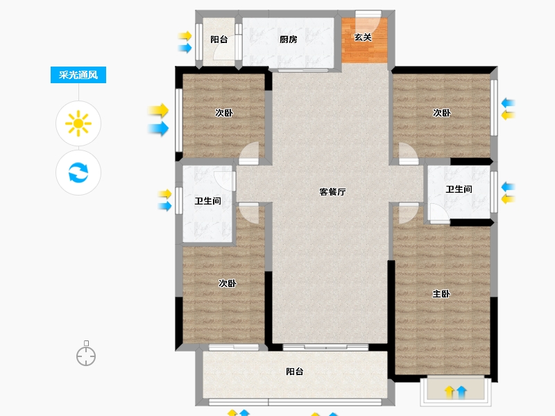 广东省-中山市-敏捷·紫岭天玺-122.00-户型库-采光通风