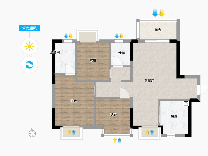 广东省-东莞市-融创云玥台-71.88-户型库-采光通风