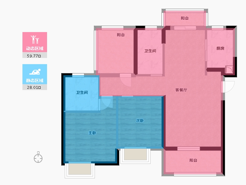 广东省-东莞市-佳兆业·龙溪璞园-77.60-户型库-动静分区