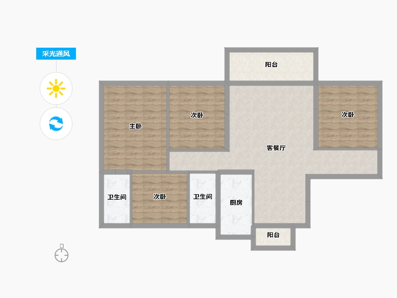 广东省-东莞市-碧桂园旗山·玖珑湾-106.03-户型库-采光通风