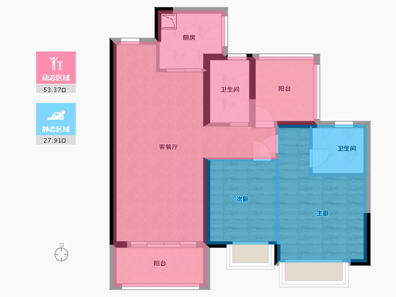 广东省-东莞市-佳兆业·龙溪璞园-72.00-户型库-动静分区