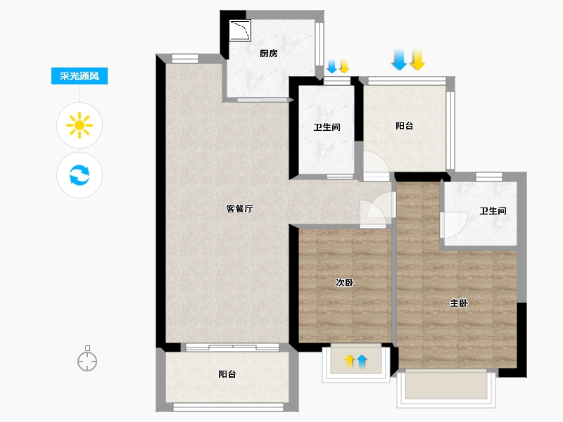 广东省-东莞市-佳兆业·龙溪璞园-72.00-户型库-采光通风