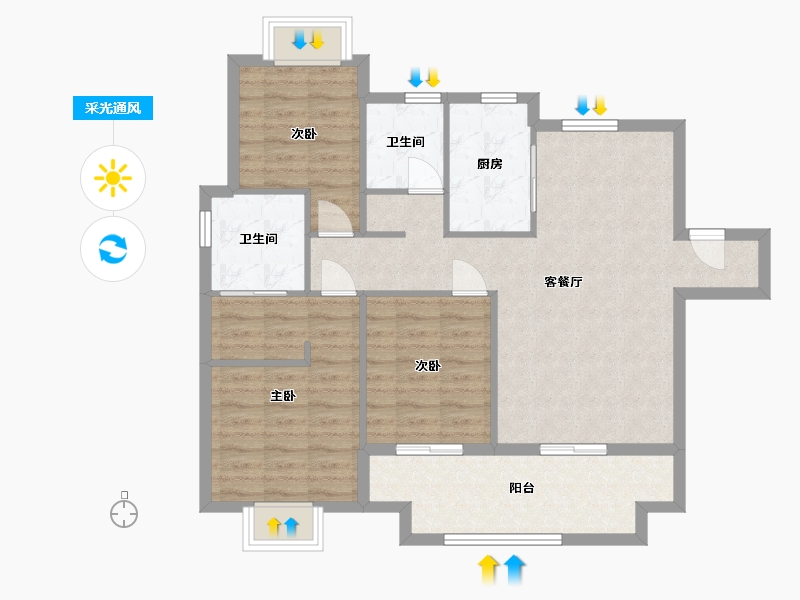 江西省-南昌市-煌盛熙岸公园-90.01-户型库-采光通风