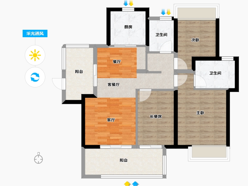 海南省-三亚市-保利崖州湾-86.01-户型库-采光通风