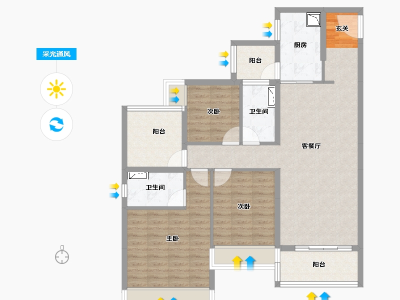 广东省-中山市-敏捷·紫岭天玺-95.99-户型库-采光通风