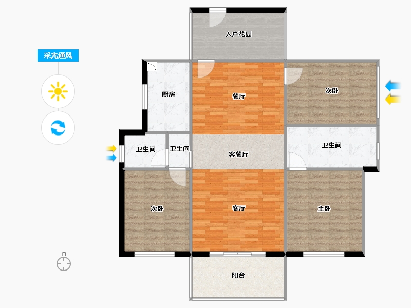 海南省-三亚市-华润石梅湾-112.22-户型库-采光通风