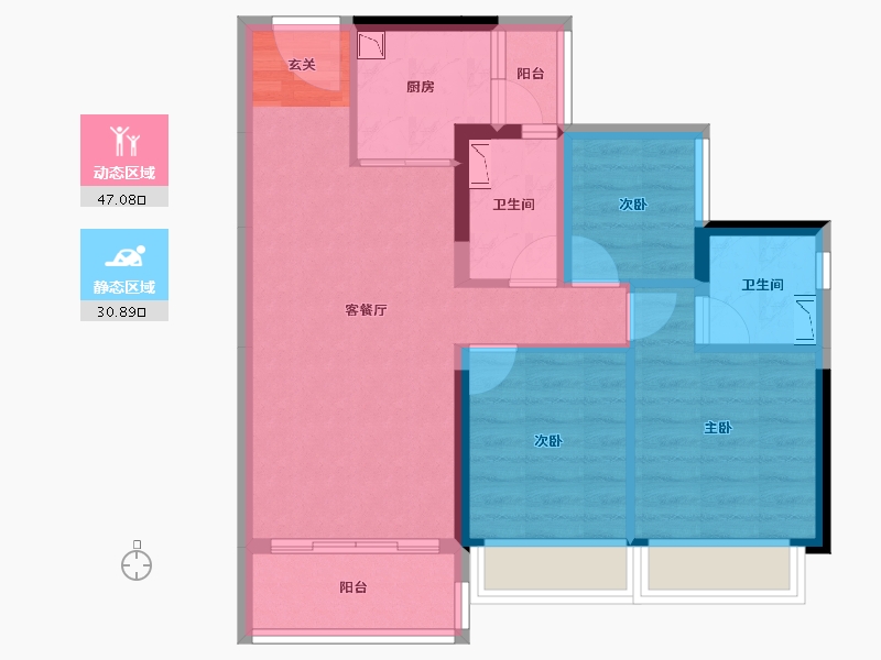 广东省-中山市-碧桂园活力城-68.42-户型库-动静分区