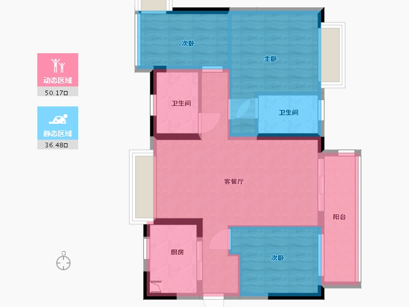 广东省-东莞市-融创云玥台-76.80-户型库-动静分区