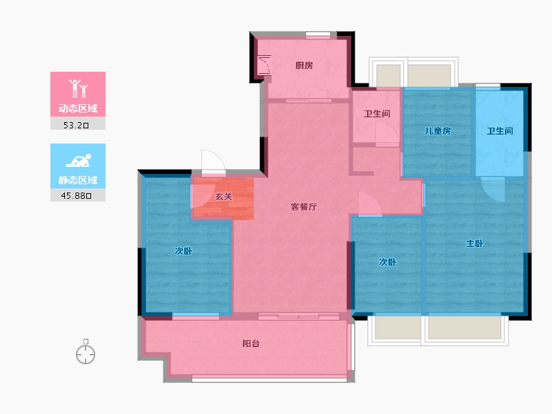 广东省-东莞市-华侨城云麓台(二期)-89.18-户型库-动静分区