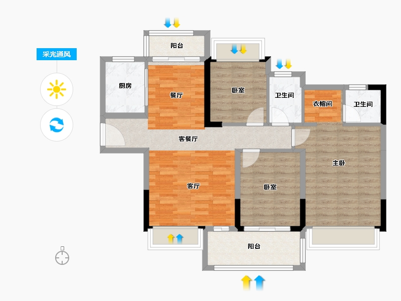 海南省-儋州市-合隆中央公园-88.72-户型库-采光通风