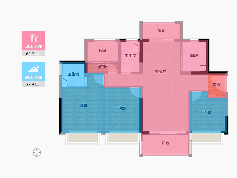 广东省-中山市-碧桂园活力城-89.19-户型库-动静分区