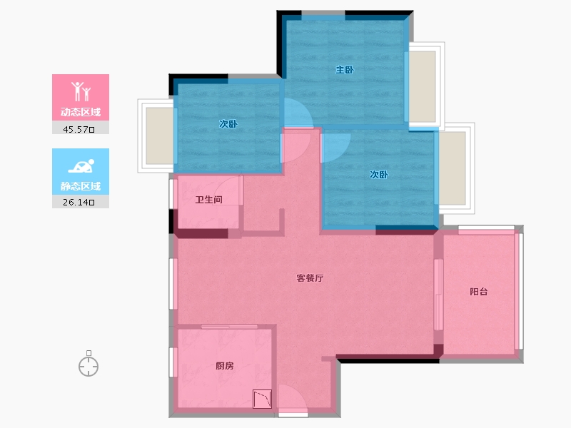 广东省-东莞市-保利和光尘樾-63.75-户型库-动静分区