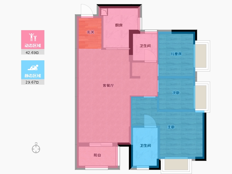 广东省-东莞市-华侨城云麓台(二期)-64.29-户型库-动静分区