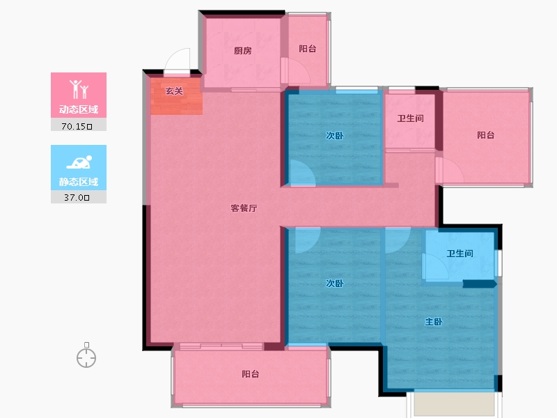 广西壮族自治区-南宁市-海蓝金钟府-97.04-户型库-动静分区