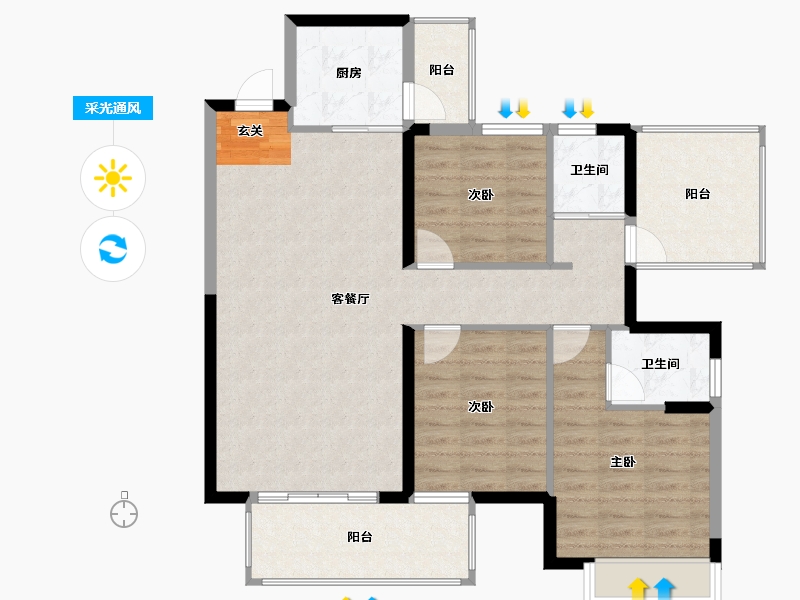 广西壮族自治区-南宁市-海蓝金钟府-97.04-户型库-采光通风