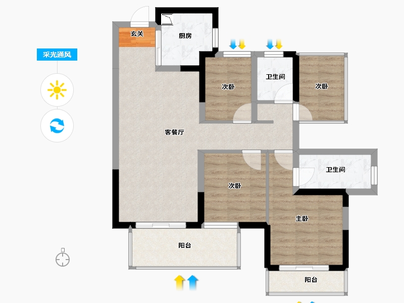 广西壮族自治区-南宁市-大唐盛世旭辉府-83.00-户型库-采光通风